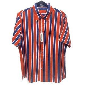Coofandy Blue and Orange Striped
Collared Button Up Mens Dress Shirt, large